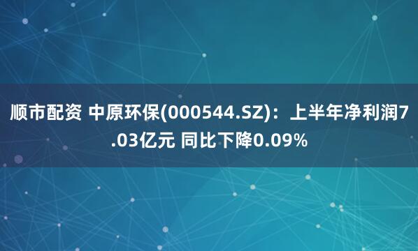 顺市配资 中原环保(000544.SZ)：上半年净利润7.03亿元 同比下降0.09%
