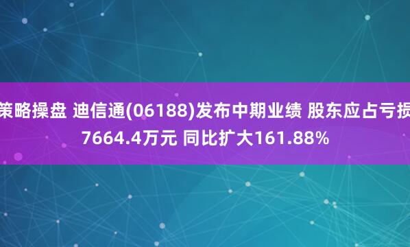 策略操盘 迪信通(06188)发布中期业绩 股东应占亏损7664.4万元 同比扩大161.88%
